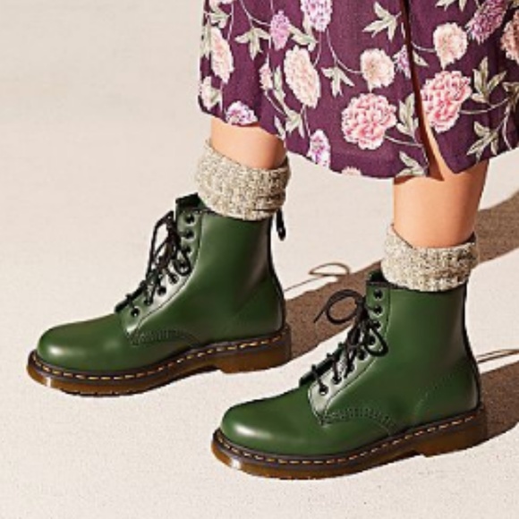 Dr. Martens Shoes - Dr. Martens Green Leather Boots 6US